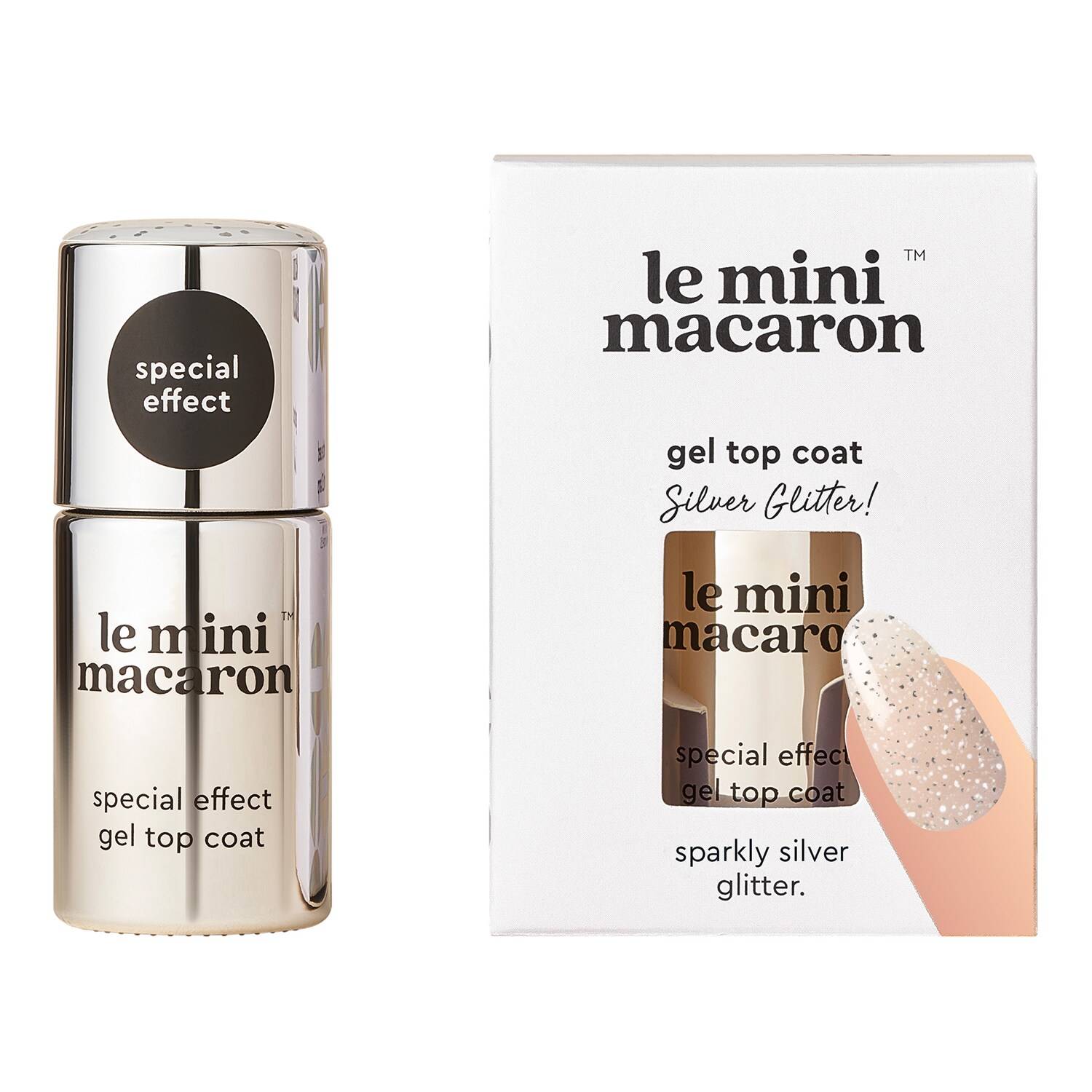 Le Mini Macaron Silver Glitter Gel Top Coat 8.5Ml Silver Glitter