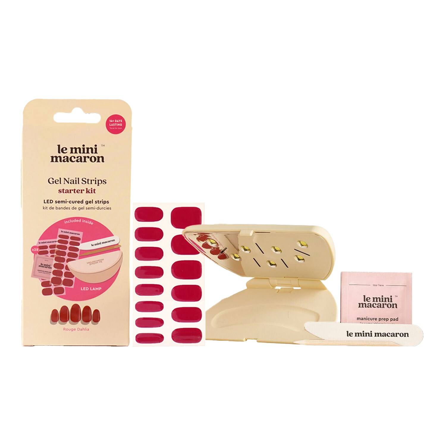 Le Mini Macaron Rouge Dahlia Gel Strips Starter Kit