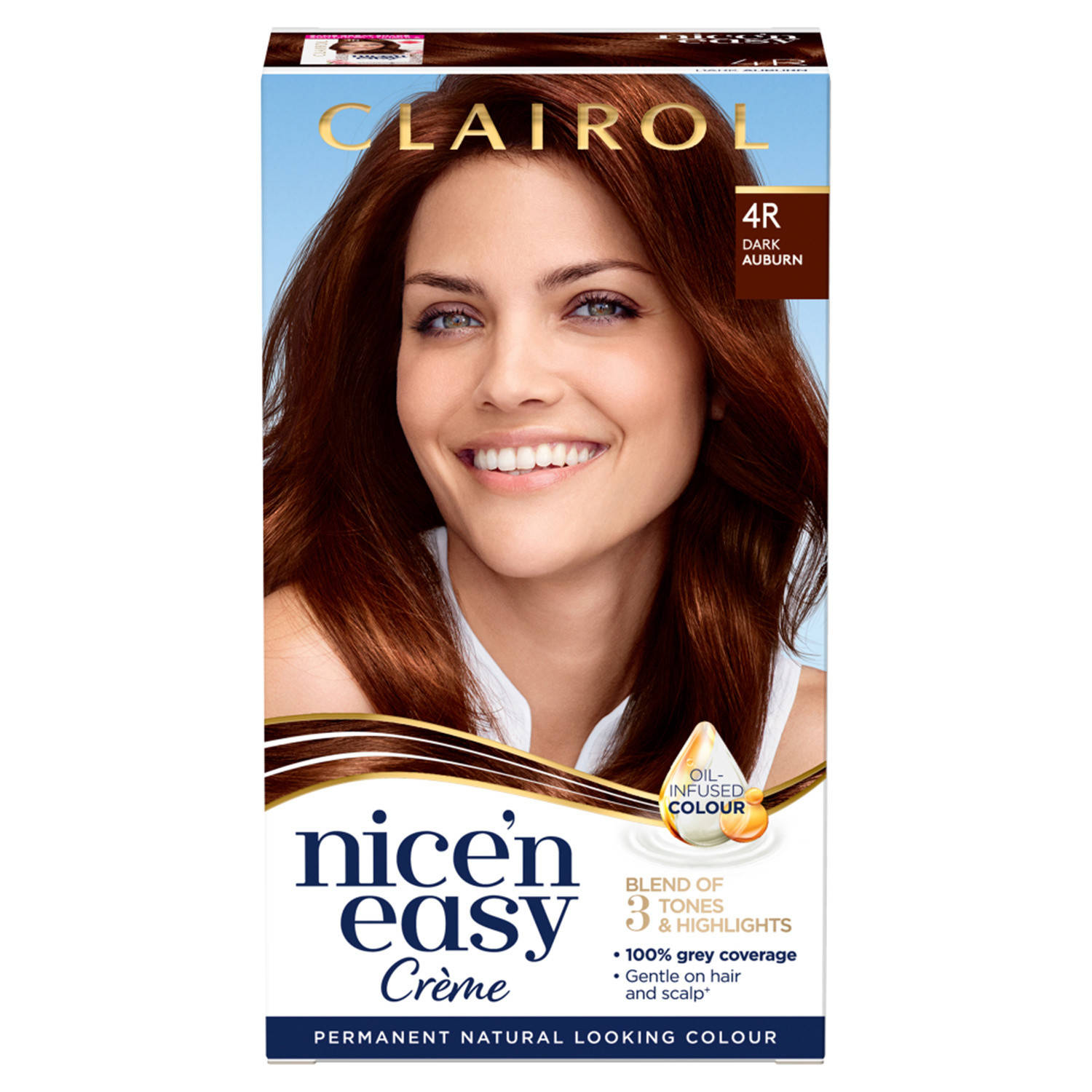 Clairol Nice' n Easy Crème Natural Looking Oil Infused Permanent Hair Dye 177ml (Various Shades) - 4R Dark Auburn