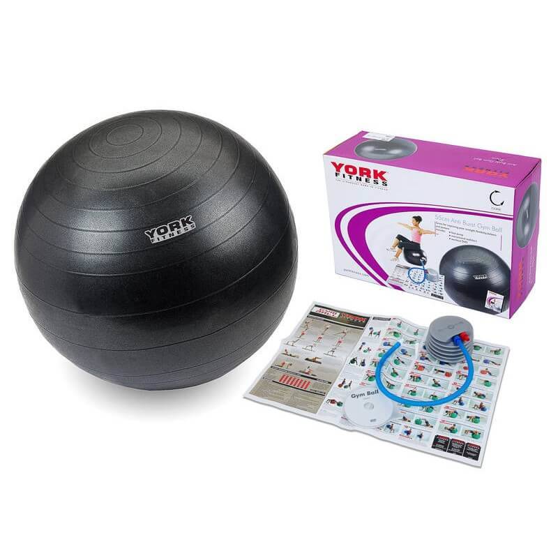 York 55cm Gym Ball with DVD|black