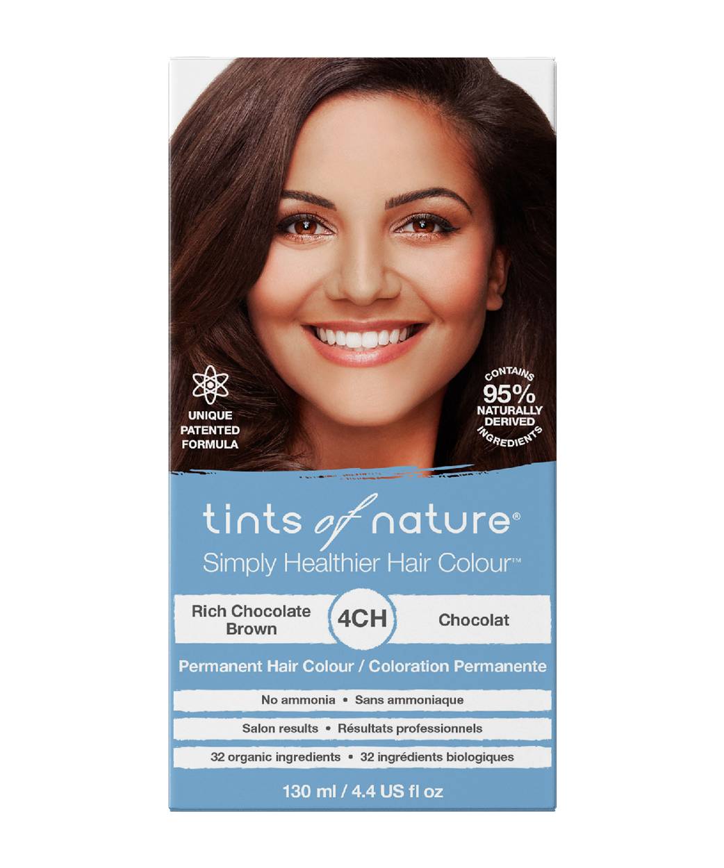 Tints Of Nature Permanent Hair Dye, Nourishes Hair & Covers Greys, 1 X 130Ml - 4Ch Rich Chocolate Br