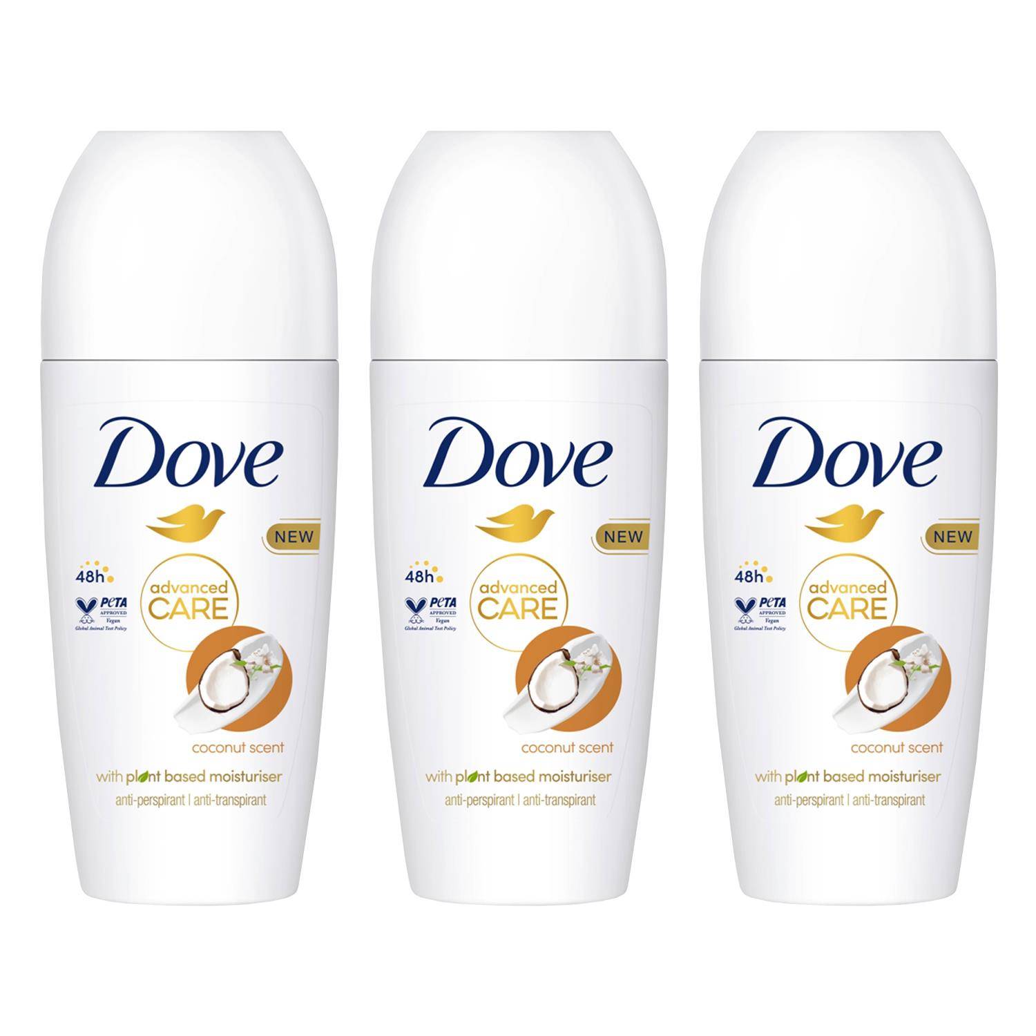 Dove Antiperspirant Advanced Care Deodorant With Coconut Scent 48H - 50Ml, 3 Pack - Image 1