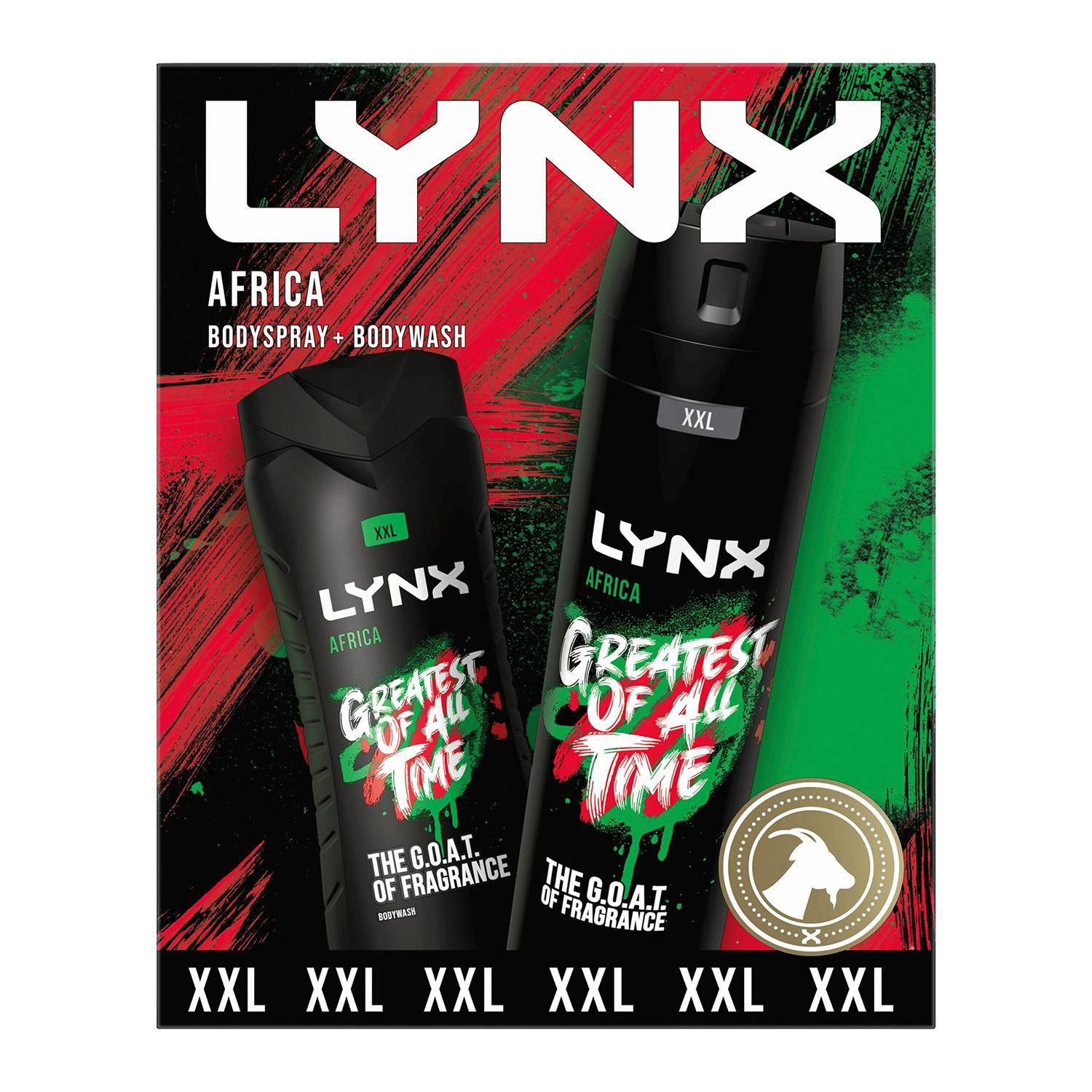 Lynx Africa Xxl Body Wash, Body Spray 2Pcs Gift Set For Him