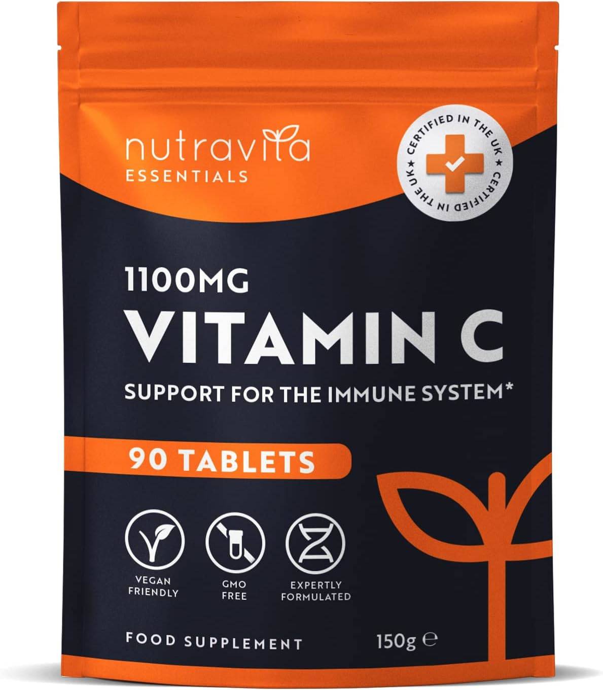 Nutravita - Vitamin C 1100Mg - 90 Vegan Tablets - 3 Month Supply