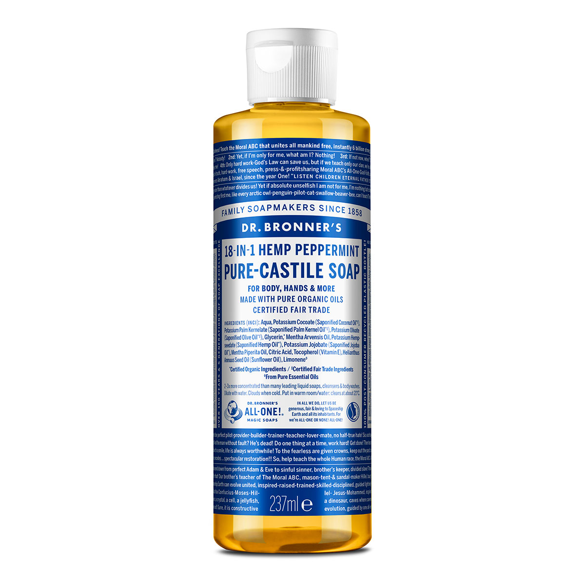 Dr Bronner's Organic Peppermint Castile Liquid Soap 237ml