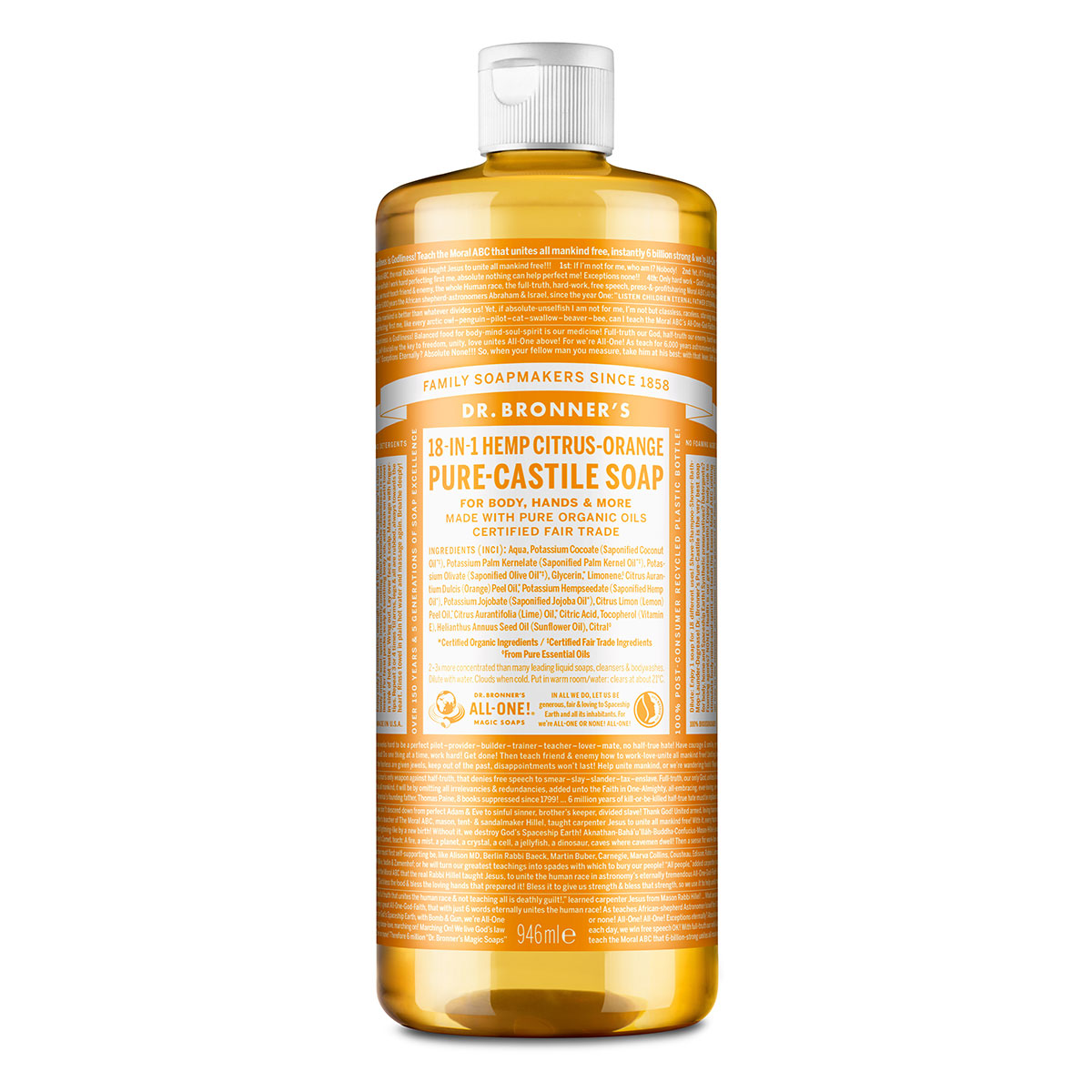 Dr Bronner's Organic Citrus Castile Liquid Soap 946ml
