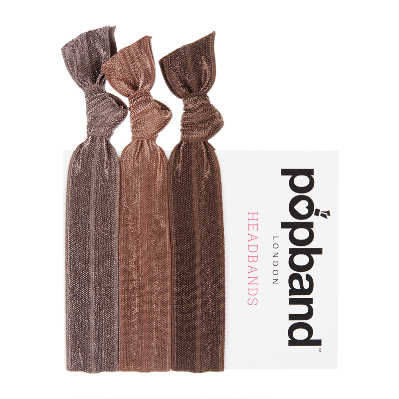 Popband Brown Headbands Élastiques Bandeaux pour Cheveux x3
